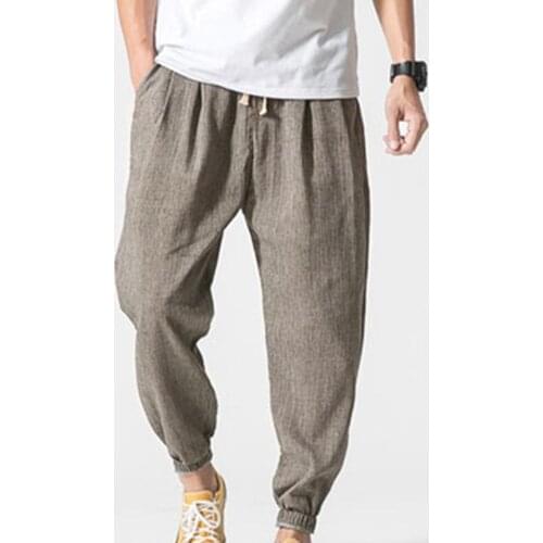 80% Hot Sales!!! Fashion Solid Color Drawstring Summer Casual Loose Men Long Harem Pants Trousers