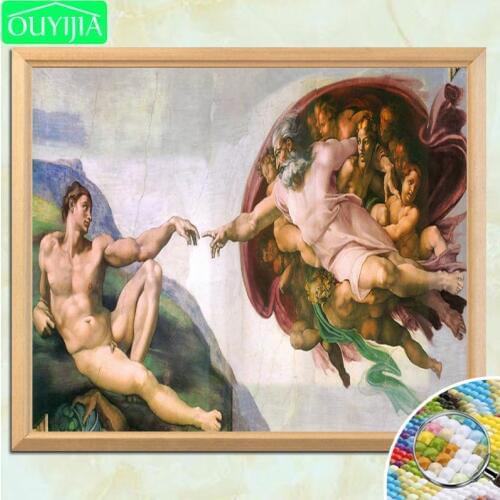 Michelangelo Famous Painting "The Creation of Adam" 5D DIY Diamond Painting Full Square Diamond Embroidery Rhinestones Picture