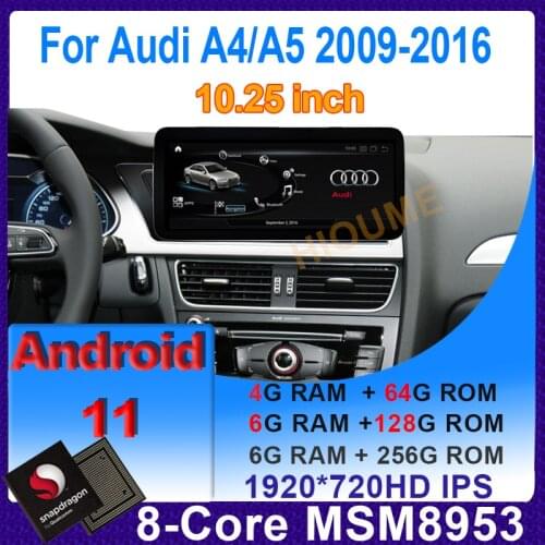 10.25" 8Core 4+64G Android 10 Snapdragon Car Radio Multimedia Player GPS Navigation for Audi A4 A4L A5 2009-2016 Stereo CarPlay