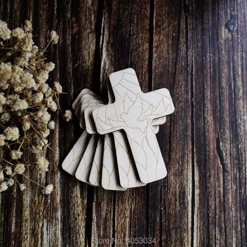 Wooden Christian Cross with a Pentecost Design Craft Shape Plywood