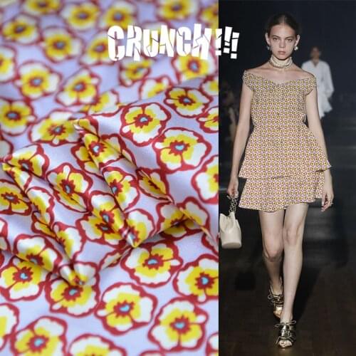 Printed stretch silk satin fabric cloth meter new soft mulberry shirt dress spandex fabrics