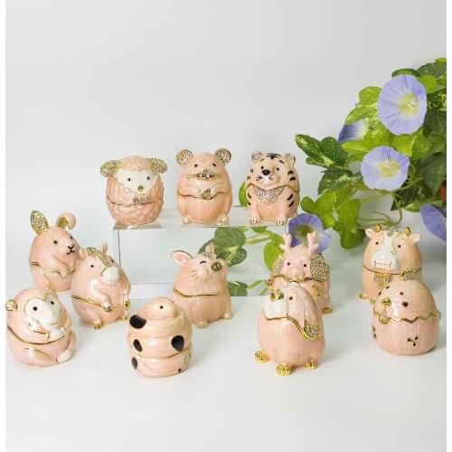 Enamel Color Zodiac Ornaments Jewelry Box Cute Pets Delicate Small Gifts Home Decoration Accessories Chinese Style Ornaments