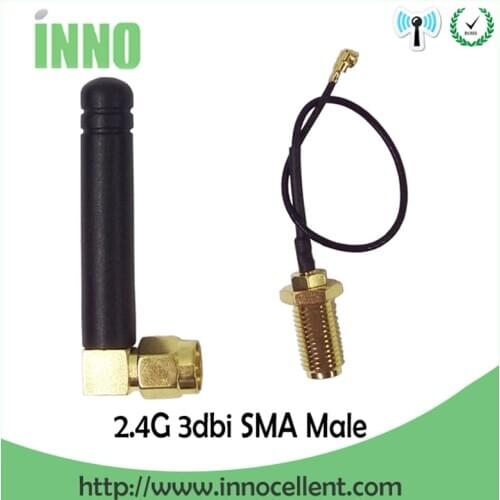2pcs 2.4Ghz antenna 2~3dbi wifi antenna SMA male Connector 2.4G antena wi fi antenne + PCI U.FL IPX to RP-SMA Pigtail Cable