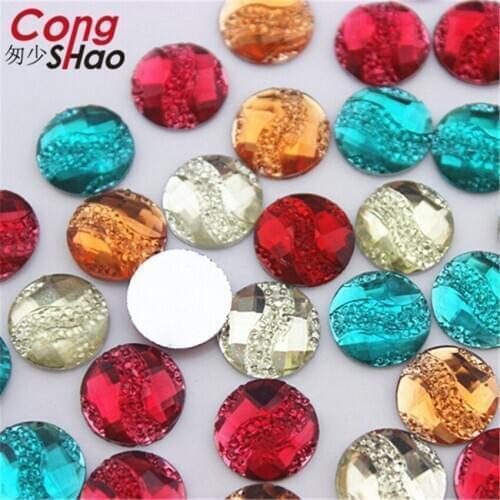 Cong Shao 200pcs/lot 12mm Mixed Colors Round Shape Flatback Resin Rhinestone Stones And Crystals For DIY Decoration CS155