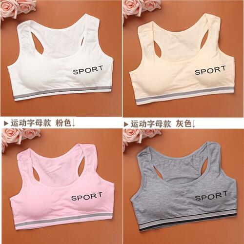 2pc/lotTeenageer Girls Sports Bra Gym Underwear Wireless Teenager Bra with Chest Pad Cotton Young Girls Training Bra