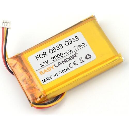 3.7V 2000mAh li Polymer Li-ion Battery For MP3 MP4 DVR Toys Replacement Logitech G933 G533 Bluetooth headset 533-000132