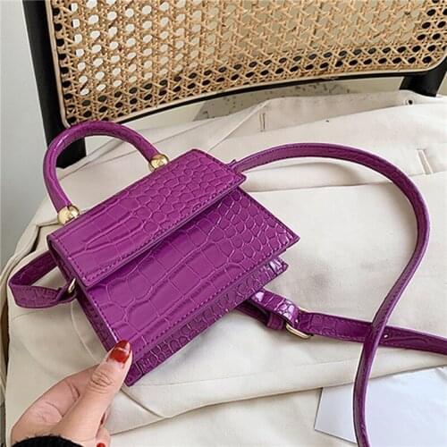 Mini Small Square Bag 2021 Fashion New Quality PU Leather Womens Handbag Crocodile Pattern Chain Shoulder Messenger Bags