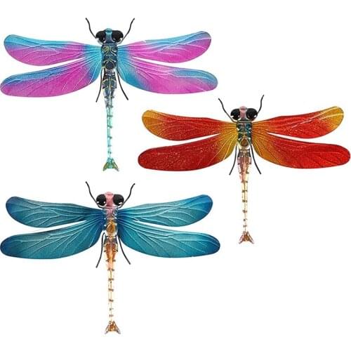Metal Dragonfly Outdoor Wall Decor Set Of 3 Dragonfly Metal Wall Art For Deck Decor Garden Shed Or Outdoor Decorations