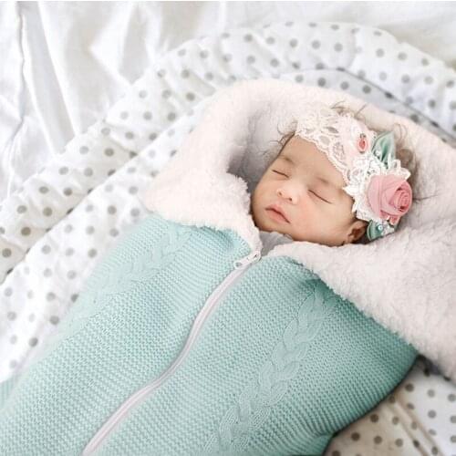 Euramerican Multipurpose Sleeping Bags Wool Knitting Thicken Baby Sleepsack Outdoor Stroller Covered Blanket