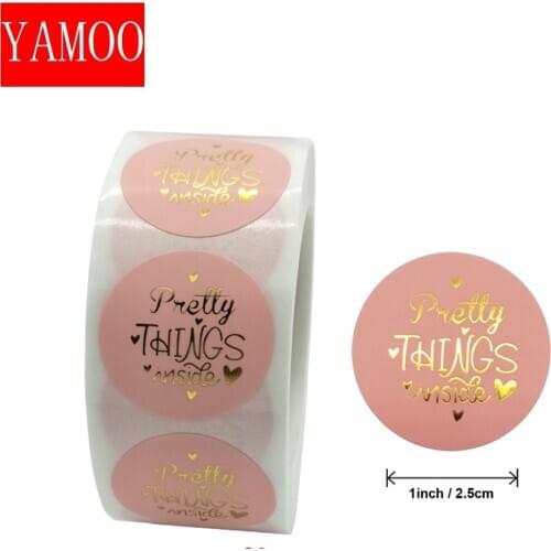 Round "Pretty Gift" Self-Adhesive Sticker Sealing Label Roll Packaging Decoration Handmade Stationery 50-500pcs