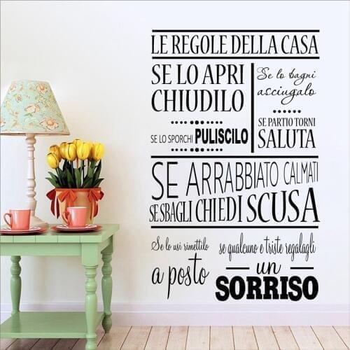 Italian House Rules Wall Sticker Family Home Decorative Murals Home Rules Wall Art Decal Italian House Rule Wall Posters AZ423