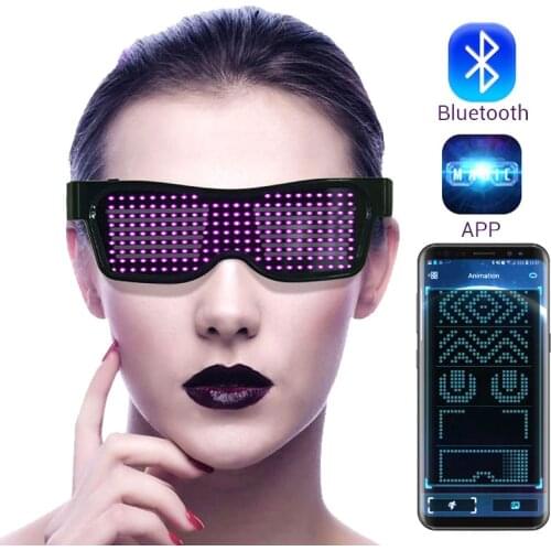 Newest magic LED eyeglasses USB Rechargeable APP Programmable Bluetooth Magic Flashing Light LED Glasses