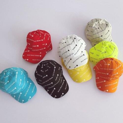 2021 Spring New Arrival Girls Fashion Letter Hat Kids Printed Hats Kids Candy Color Hats