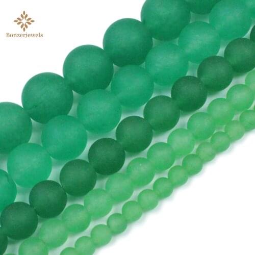 Wholesale Natural Frosted Matte Green Aventurine Jades Stone Beads For Jewelry Making 15inches 4-12mm DIY Bracelets Necklace