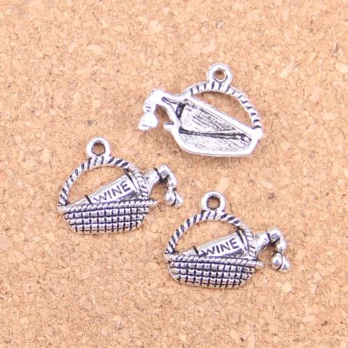 18pcs Charms wine picnic basket 19x15mm Antique Pendants,Vintage Tibetan Silver Jewelry,DIY for bracelet necklace