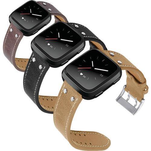 LAOKE NEW Genuine Leather Wrist band Sport Watch Strap Bracelet for Fitbit Versa Smart Watch Wriststrap Watchbands Accessories