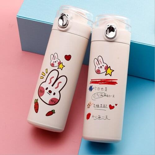 Vacuum cup cute flask cartoon animal graffiti portable double-layer vacuum travel winter mug student couple office water cup