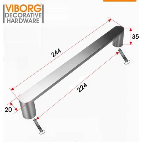 VIBORG Deluxe 224mm Solid 304 Stainless Steel Modern Kitchen Cabinet Cupboard Door Wardrobe Handles Drawer Pull Handle, SV728