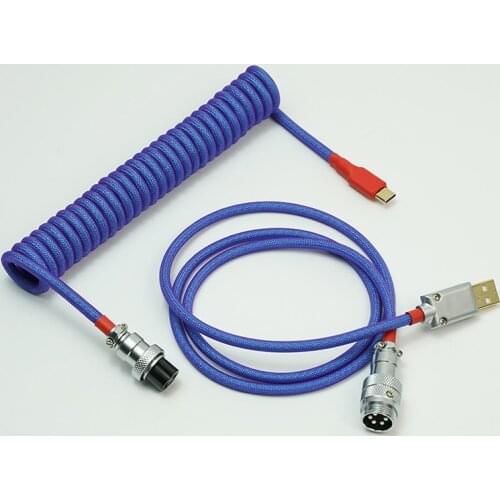 Custom Coiled Double Sleeved Type-C Detachable USB C Cable For GMK Laser Mechanical Keyboard Aviator GX16
