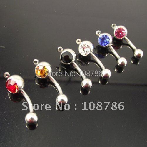 50 Pieces Wholesale Body jewelry-navel ,Belly ring,Navel jewelry Add-A-Charm Gem Navel Rings Naval