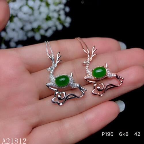 KJJEAXCMY boutique jewelry 925 pure silver inlaid natural Jasper jewel Pendant Necklace support detection