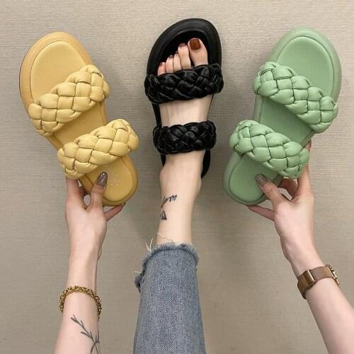 Womens Slippers, Summer Flat-bottomed Fashion, Outer Wear, New Fashion, Weaving, Flip Flops, Korean Sandals and Slippers Women