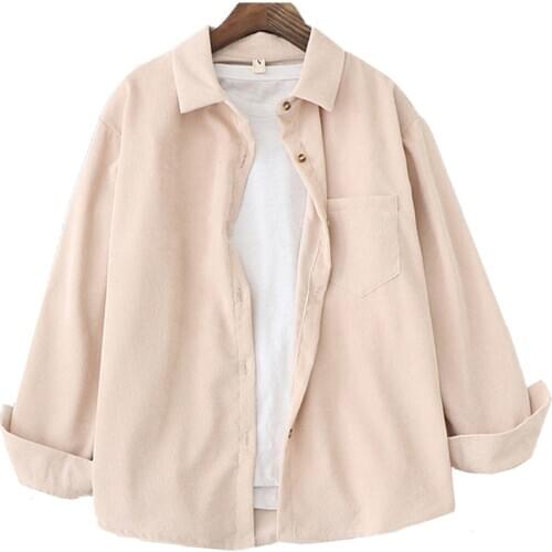 Ladies Corduroy Shirts Womens Tops And Blouses Long Sleeve Spring Autumn Solid Loose Boyfriend Style Women Shirt Female Blusas