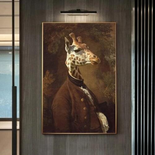Giraffe in Dress Classical Canvas Paintings On the Wall Art Posters and Prints Portrait of Mr. Giraffe Canvas Art Wall Pictures