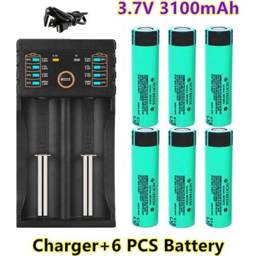 100% Original NCR18650A 3100mAh 3.7V 18650 Rechargeable Lithium li-ion Battery For Flashlight Laptop Batteries + charger