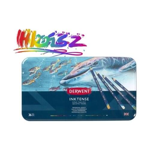 12/24/36/72 color artist Cor do Chumbo lapis de cor Plomo de colores art Derwent Inktense water Soluble draw Pencil tin box