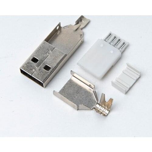 200pcs USB 2.0 Type A Welding Type Male Plug Connectors usb-A Tail Socket 4 in 1 Adapter