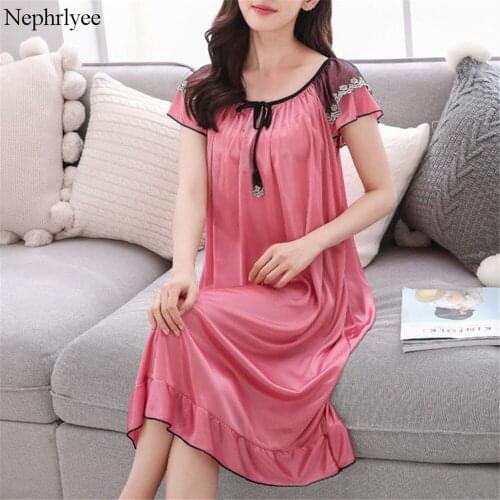 2021 Summer Silk Satin Long Night Gown Women Sexy Nightdress Girls Large Size Sleepwear Nightgowns Night Dress Homewear SLP133