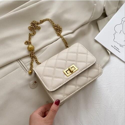 2021Youth Ladies Simple Versatile Bag Fashion Lattice Pattern Crossbody Bags Women Solid Chain Shoulder Handbag Pouch For Women