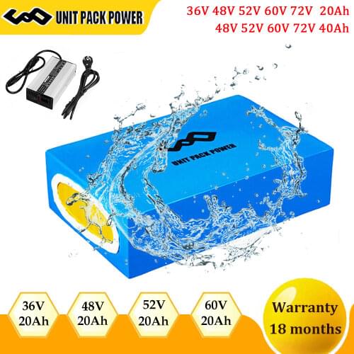 48V 36V 52V 20AH Ebike Battery Pack PVC Waterproof 18650 Lithium Electric Bicycle 48 V E Bike Bateria 500W 1000W 1500W 1800W