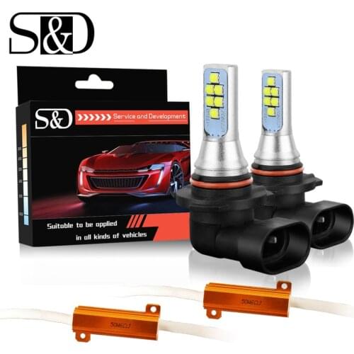 2pcs H8 H11 HB3 9005 HB4 9006 LED H16 LED Bulbs Canbus Error Free Car Fog Lights 12SMD 6000K White Driving Bulbs Auto DC 12V 24V