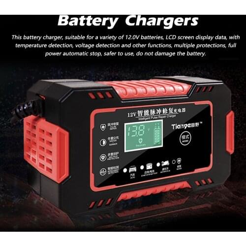 Car Battery Chargers 12.0V Battery Universal Chargers Intelligent Quick Chargings Chargers Pulse Recovery Full Stop