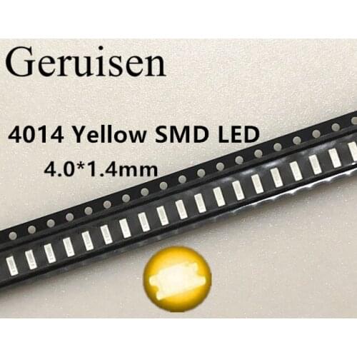 Free shipping 500pcs 4014 smd led yellow Surface Mounted .4.0*1.4mm light emitting diode 0.2w chip led