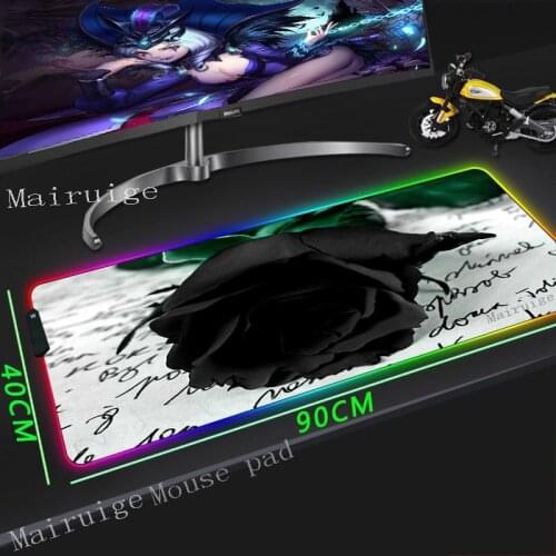 Mairuige Anime Custom Large RGB Mouse Pad Black Rose Flower Black Lock-edge Computer Desk Mat Speed Rubber Non-slip for Csgo Xxl
