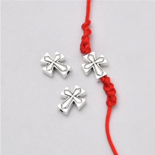 10Pcs Cross Beads Spacer Charm Beads DIY Findings Metal Beads for Bracelet Necklace Jewelry Making