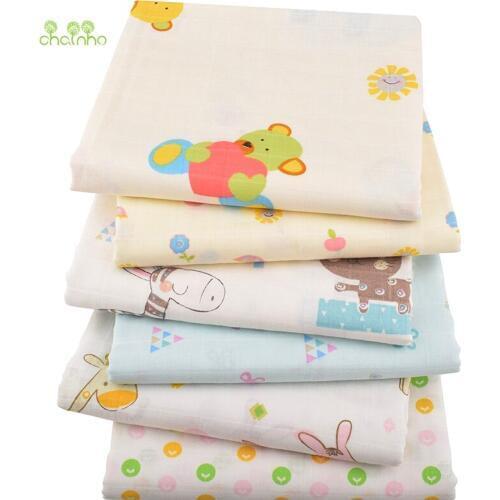 Chainho,Cartoon Series,Cotton Gauze fabric,Double Layer for DIY Sewing&Quilting Baby Bath Towel,Diapers,Bibs Material,Half Meter