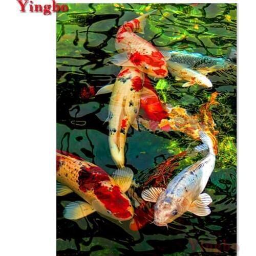 Diy full square round Diamond Painting Koi fish Diamond embroidery animal rhinestones pictures 5d diamond mosaic diamond paint