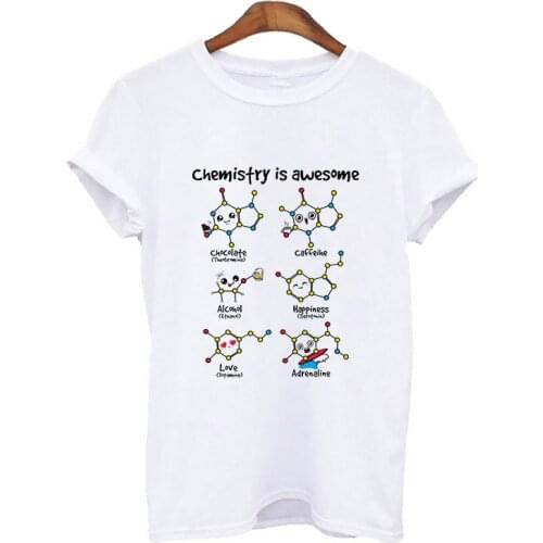 New harajuku kawaii Chemistry is awesome printed funny graphic tees women novelty summer top white t shirt custom tshirt clothes