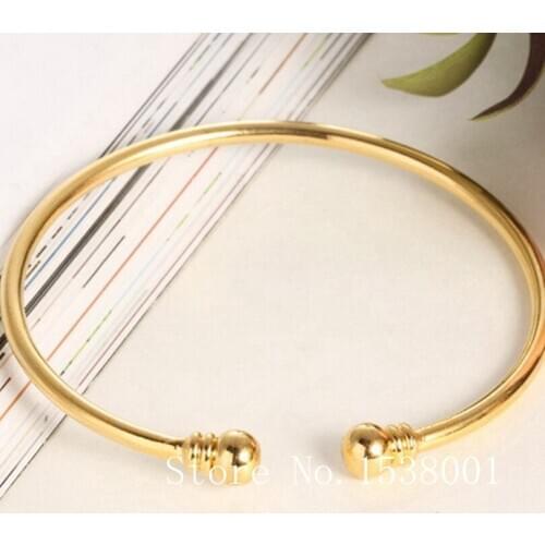 Smooth Plain Bracelet Yellow Gold Filled Womens Cuff Bangle Dia 58mm