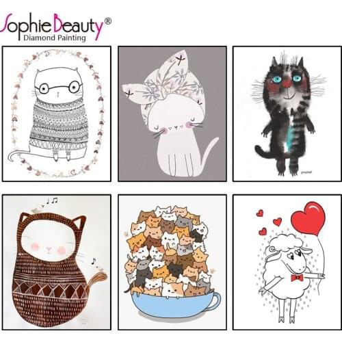 Sophie Beauty New Diy Diamond Painting Cross Stitch Full Square Handcraft Embroidery Cute Cats needlework Mosaic Home Arts Kits