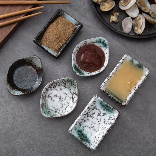 1pc Ceramic Seasoning Dish Household Saucer Soy Sauce Plate Creative Tableware Small Dish Sushi Plate