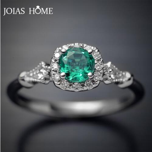 JoiasHome Classic Emerald Rings For Charm Women Size 6-10 Wedding Party Wholesale Gift Silver Fine Jewelry Wholesale Gift