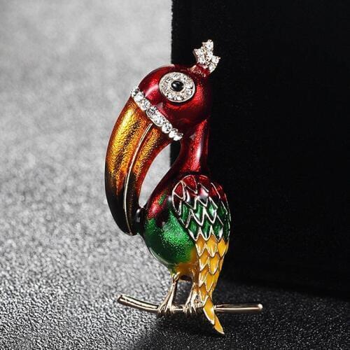 Cute Blue Red Enamel Woodpecker Birds Brooch Women Hijab Accessories Womens Corsage Suit Scarf Dress Decoration Brooch Pins