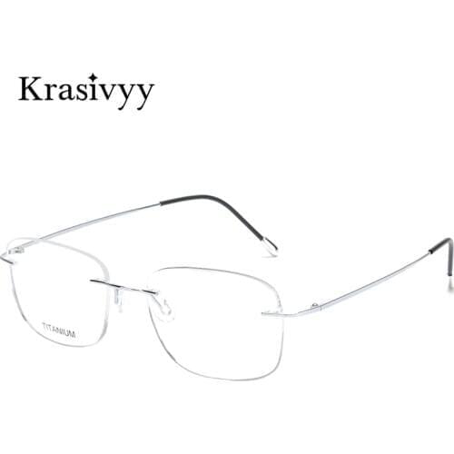 Krasivyy Classic Pure Titanium Rimless Glasses Frame Men Optical Prescription Eyewear Ultralight Frameless Eyeglasses for Men