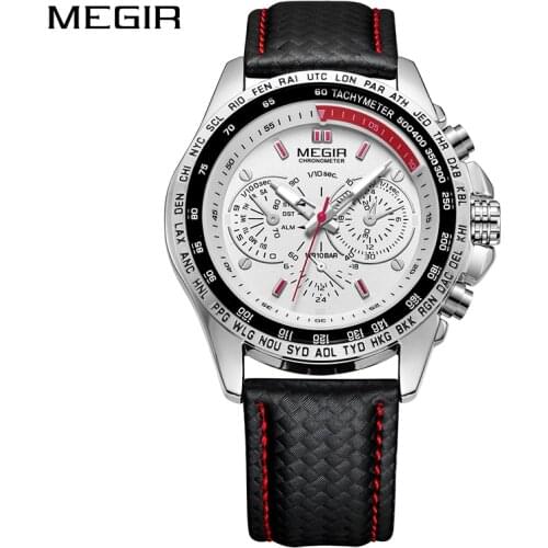 MEGIR Men‘s Quartz Watches Top Luxury Brand Male Clock Military Army Sports Wristwatches Leather Business Men Quality Watch 2020