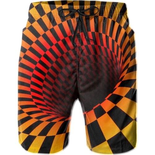 Men Swim Trunks Yellow Illusion-Pattern Swimming Shorts Beachwear Novelty Surfing Summer Beach Shorts Outfit Pants